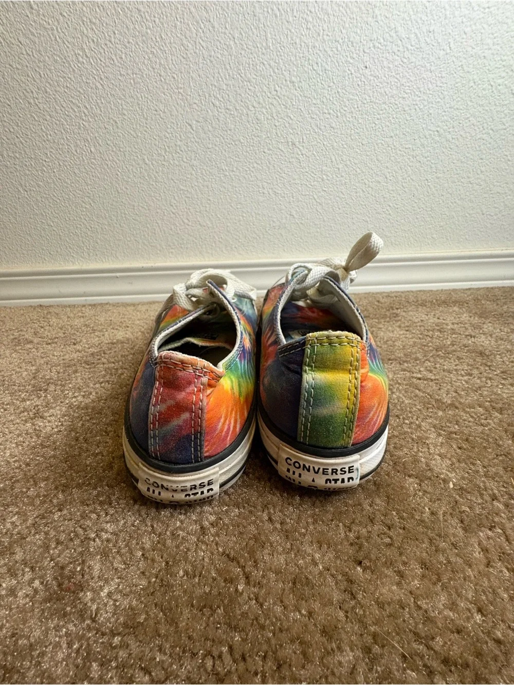 Converse Kids Rainbow Tie-Dye Canvas Sneakers with White Toe Caps